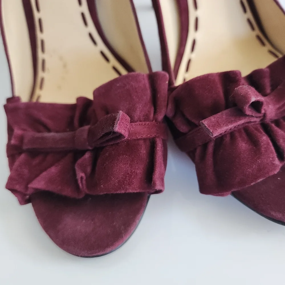 Enzo Angiolini Plum Suede Peep Toe Pumps Size 10 - Picture 5 of 5